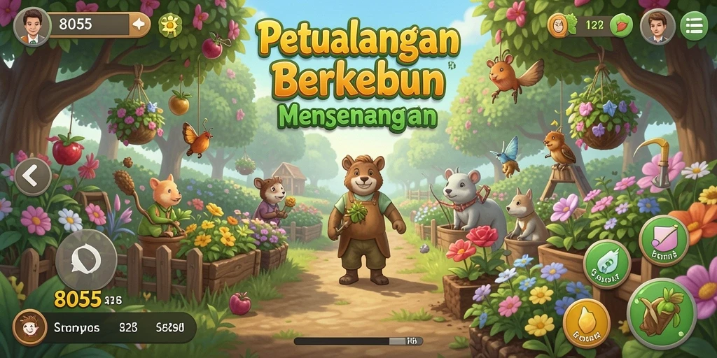 Screenshot 8055 menunjukkan suasana ladang yang rimbun dan berwarna.