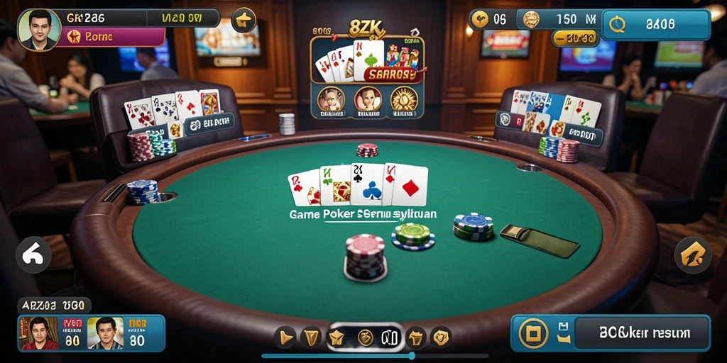 Tampilan permainan poker yang menegangkan dan seru di 8ZK.