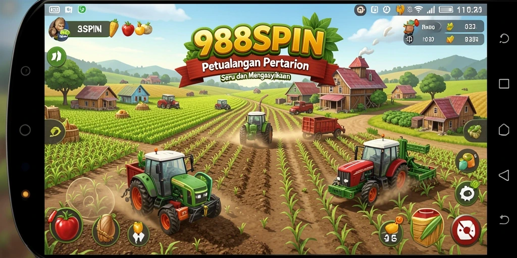 Screenshot gameplay 988SPIN yang menunjukkan ladang yang subur.