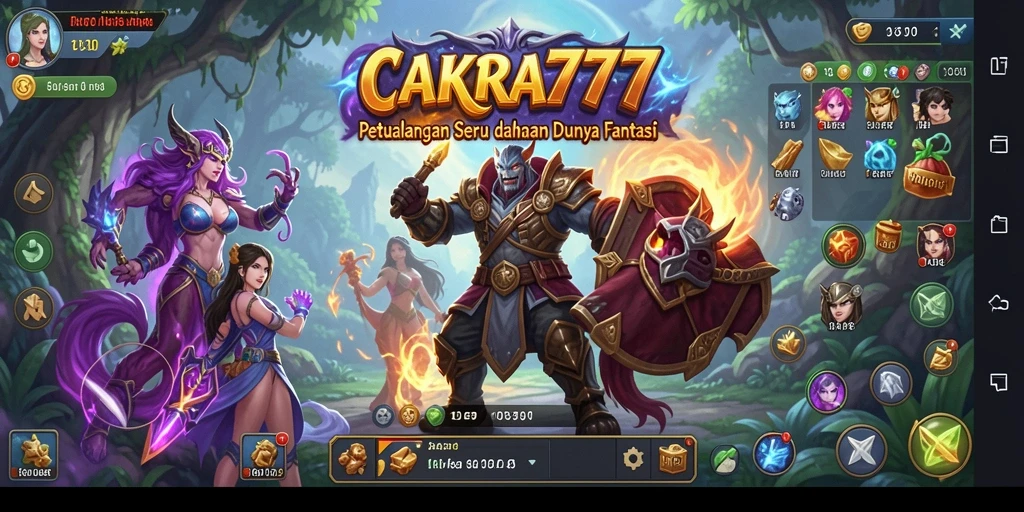 Tampilan utama gameplay CAKRA777 dalam dunia RPG yang fantastis.