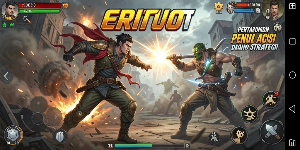 Screenshot dari gameplay <strong>CERITOTO</strong> menampilkan aksi pertarungan yang mendebarkan.