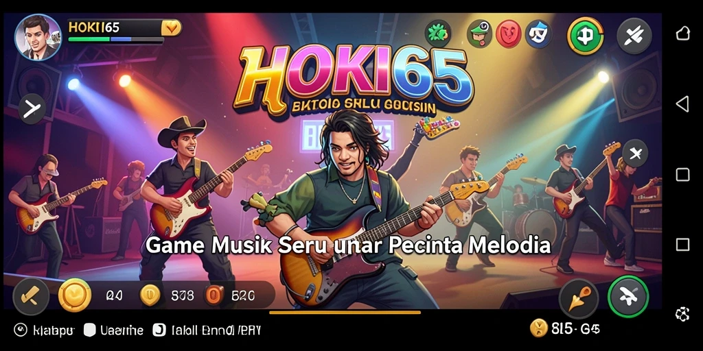 Tampilan gameplay HOKI65 dengan berbagai lagu yang menghibur.