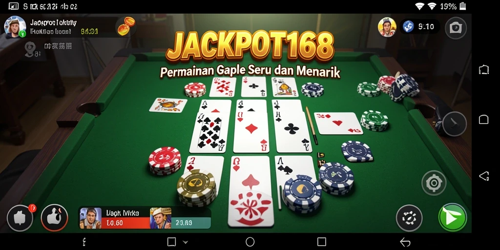 Tampilan seru gameplay Gaple di JACKPOT168.