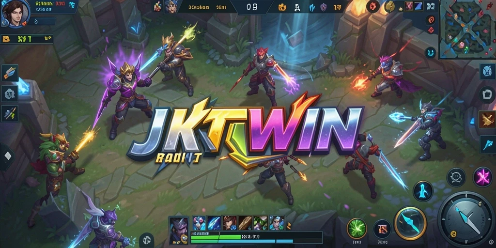 Screenshot JKTWIN menampilkan aksi seru di arena pertempuran MOBA.