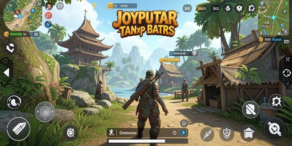 Tampilan gameplay JOYPUTAR dengan pemandangan indah dunia terbuka.