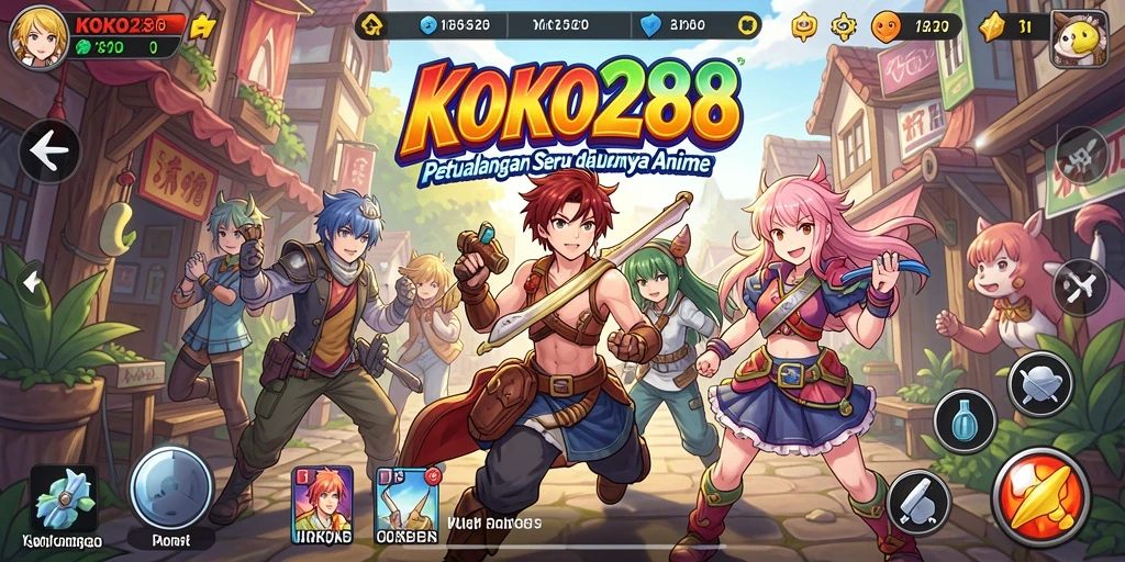 Screenshot gameplay KOKO288 yang menunjukkan karakter anime dalam aksi.