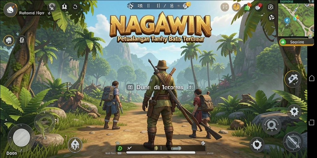 Screenshot gameplay NAGAWIN yang menampilkan eksplorasi di dunia terbuka.