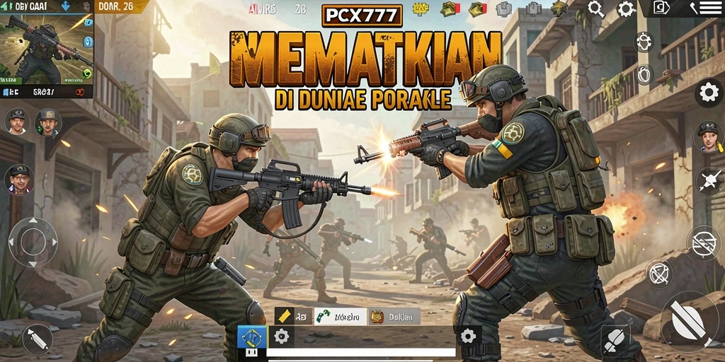 Screenshot PCX777 menampilkan aksi seru di arena Battle Royale.