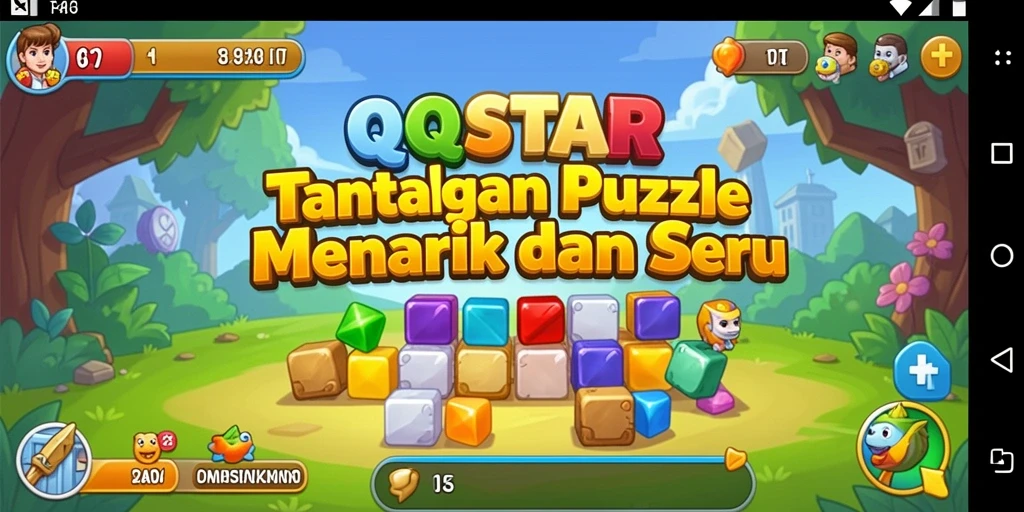Tampilan gameplay QQSTAR dengan berbagai tantangan puzzle yang seru.
