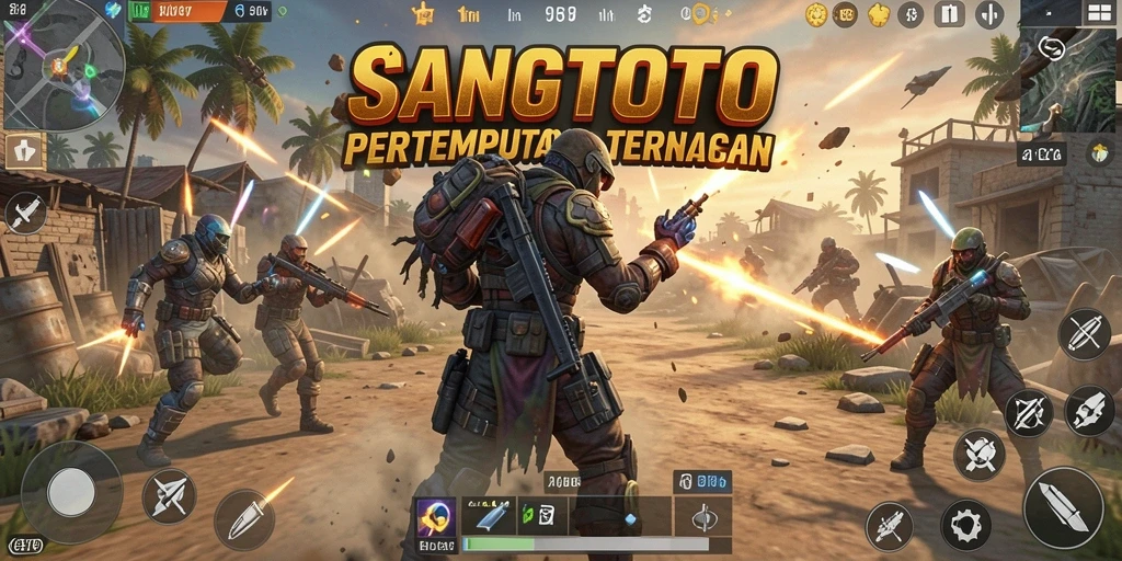Screenshot utama SANGTOTO menampilkan suasana pertempuran yang mendebarkan di Battle Royale.