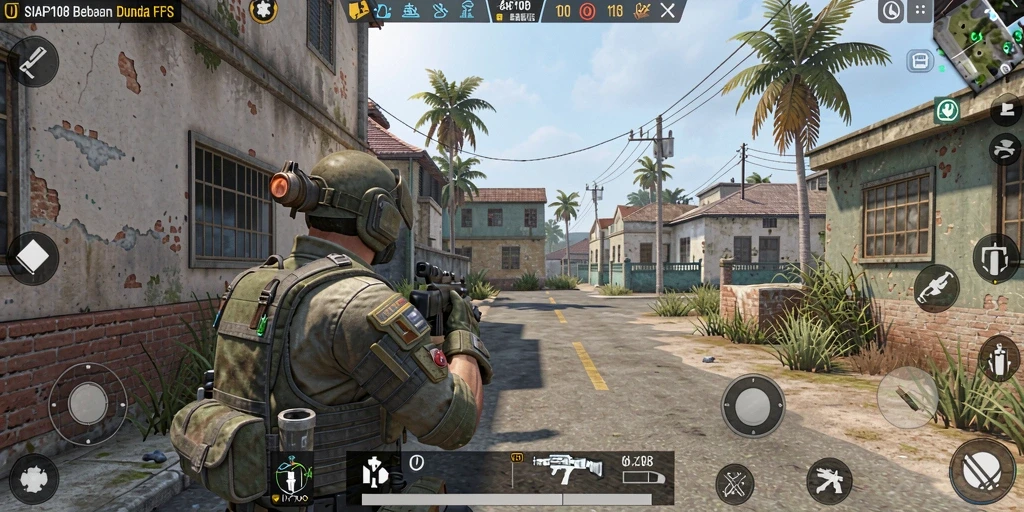 Tangkapan layar SIAP108 menunjukkan aksi menegangkan dalam pertempuran FPS.