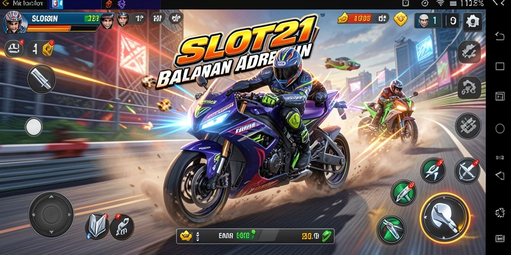 Gameplay seru balapan motor dalam SLOT21, penuh aksi dan kecepatan.