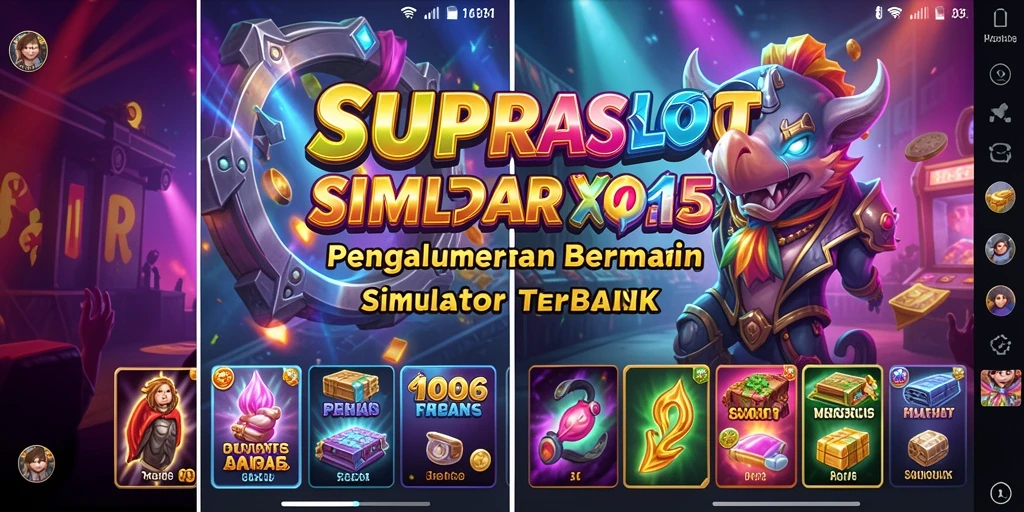 Screenshot utama SUPRASLOT menampilkan gameplay simulasi yang menarik.