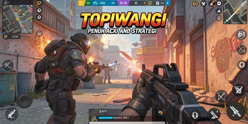 Tampilan menegangkan dari gameplay FPS di TOPIWANGI.