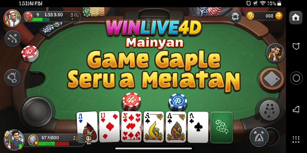 Tampilan gameplay seru dalam WINLIVE4D yang menggambarkan permainan Gaple.