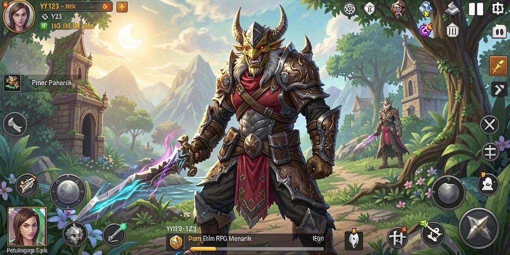Tampilan gameplay menakjubkan dari RPG YY123 yang mengasyikkan.