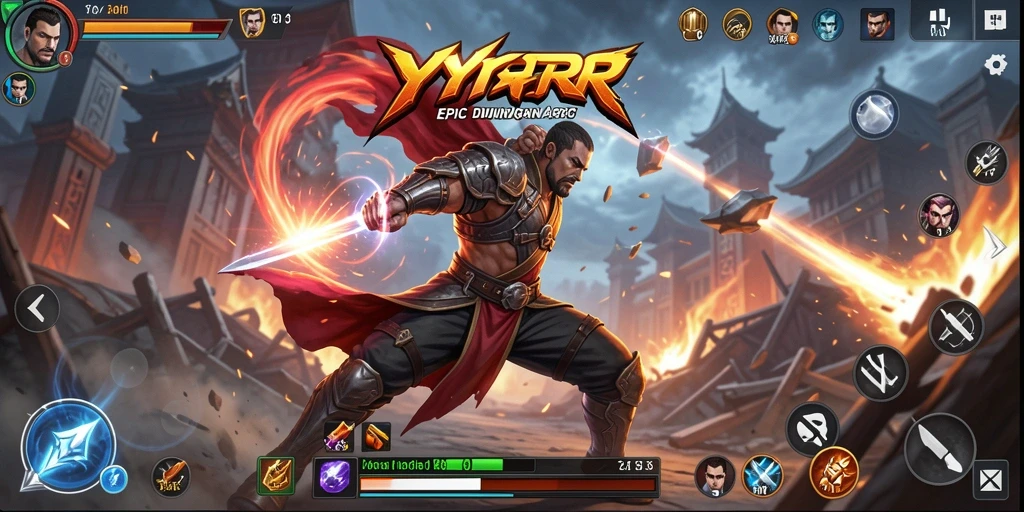 Screenshot menampilkan aksi pertarungan epik dalam game YYRR.
